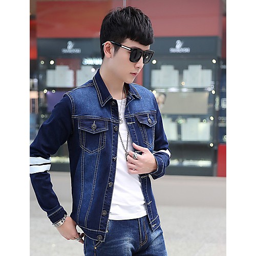 The new summer youth stretch slim jeans thin breathable stamp casual denim jackets