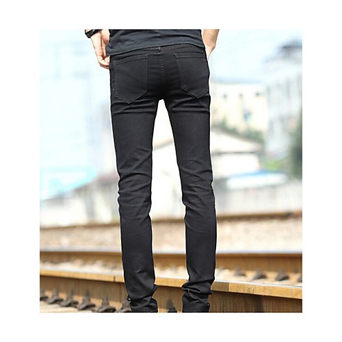 Men's Solid Casual Jeans,Cotton Black