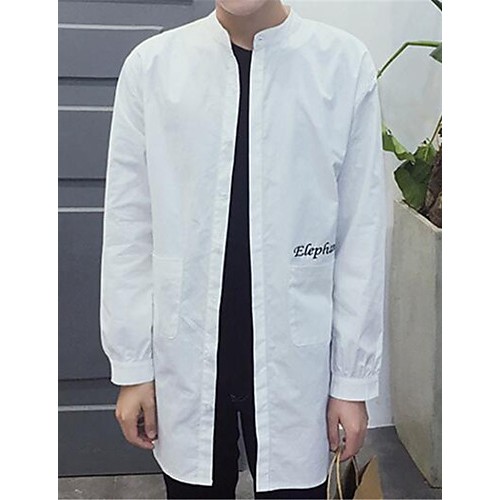 Men's Mock Neck Letter Casual Trench Coat(More Colors)