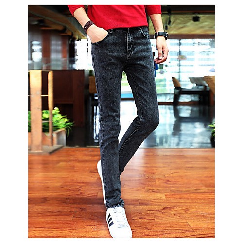 Men's Solid Casual Jeans,Cotton Black