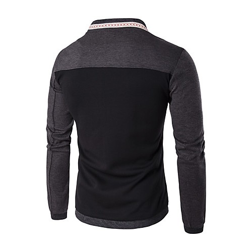 Men's Casual/Daily / Sports Hoodie Jacket,Color Block Stand Micro-elastic Cotton / Polyester Long Sleeve Fall / Winter  