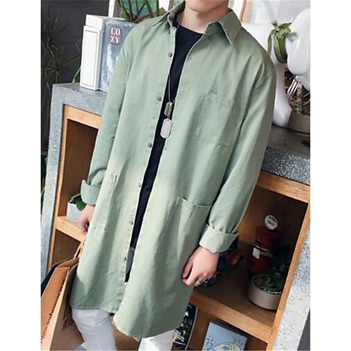 Men's Lapel Solid Casual Trench Coat(More Colors)