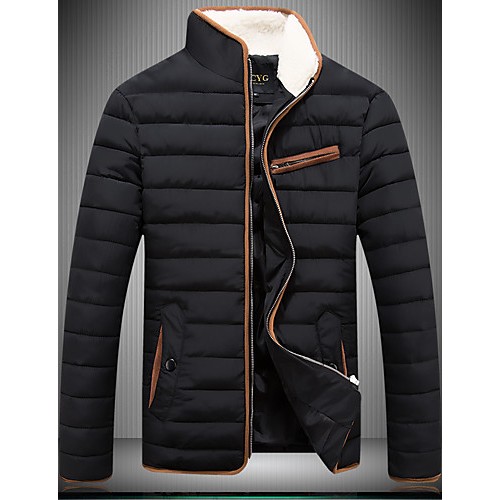 Men's Regular Padded Coat,Spandex Solid Long Sleeve