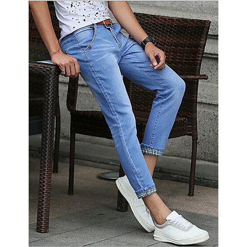 Men's Solid Casual Jeans,Cotton Blue