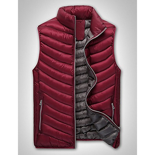 Men's Regular Padded Vest Coat,Polyester Solid Sleeveless Winter Vest k256