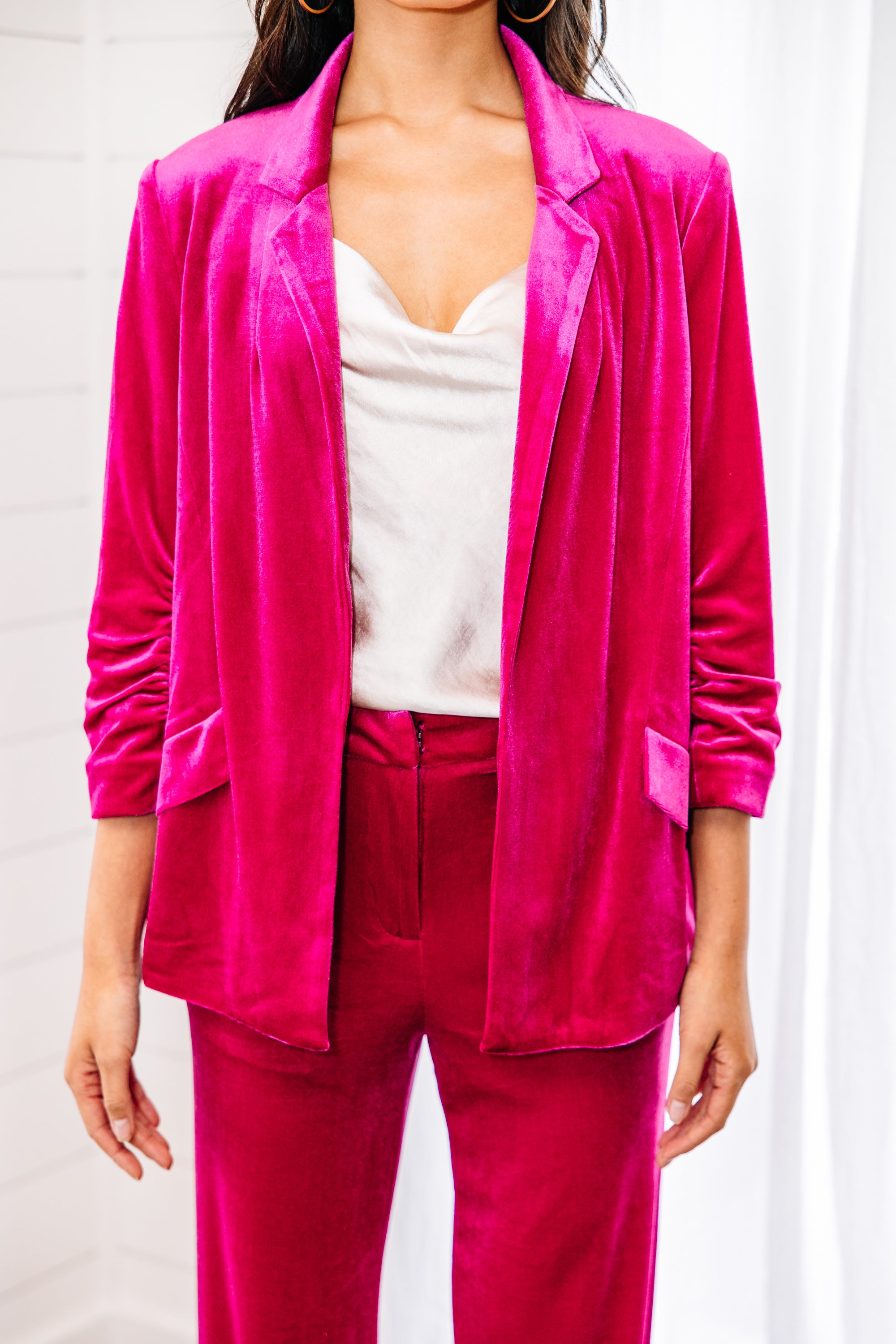 Pink Control Wear Under Control Magenta Pink Velvet Blazer